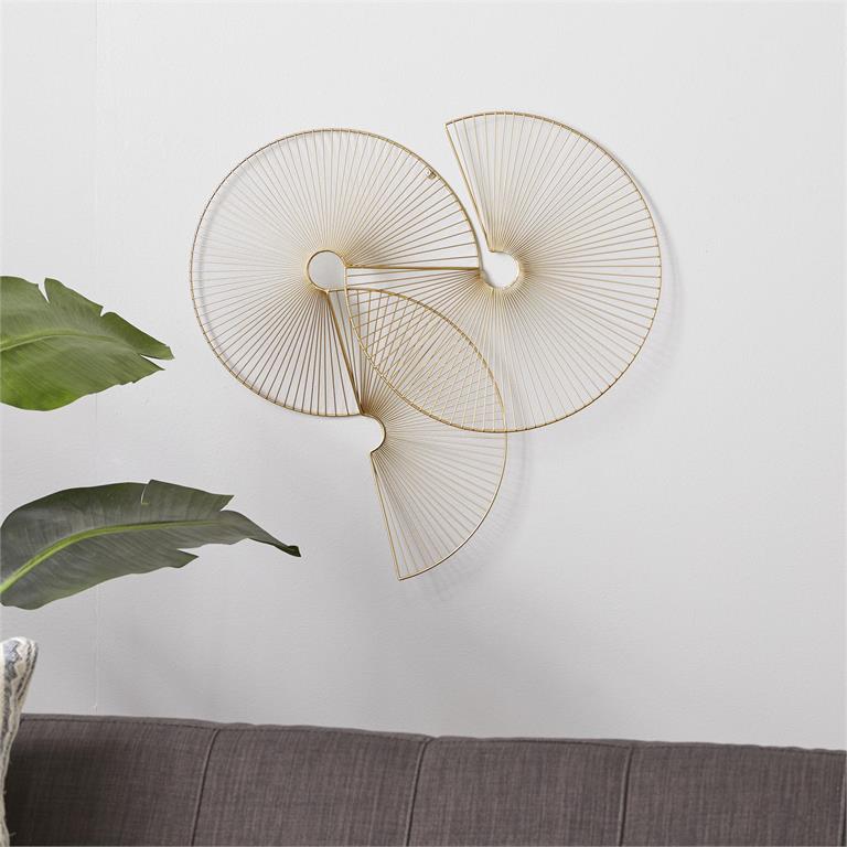 COSMOLIVING BY COSMOPOLITAN GOLD METAL SUNBURST HALF MOON WALL DECOR