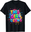 This Girl Glows Colorful 90s 80s Rainbow Colors T-Shirt Unisex T-shirt, Sweatshirt, Hoodie, Long Sleeve Tee