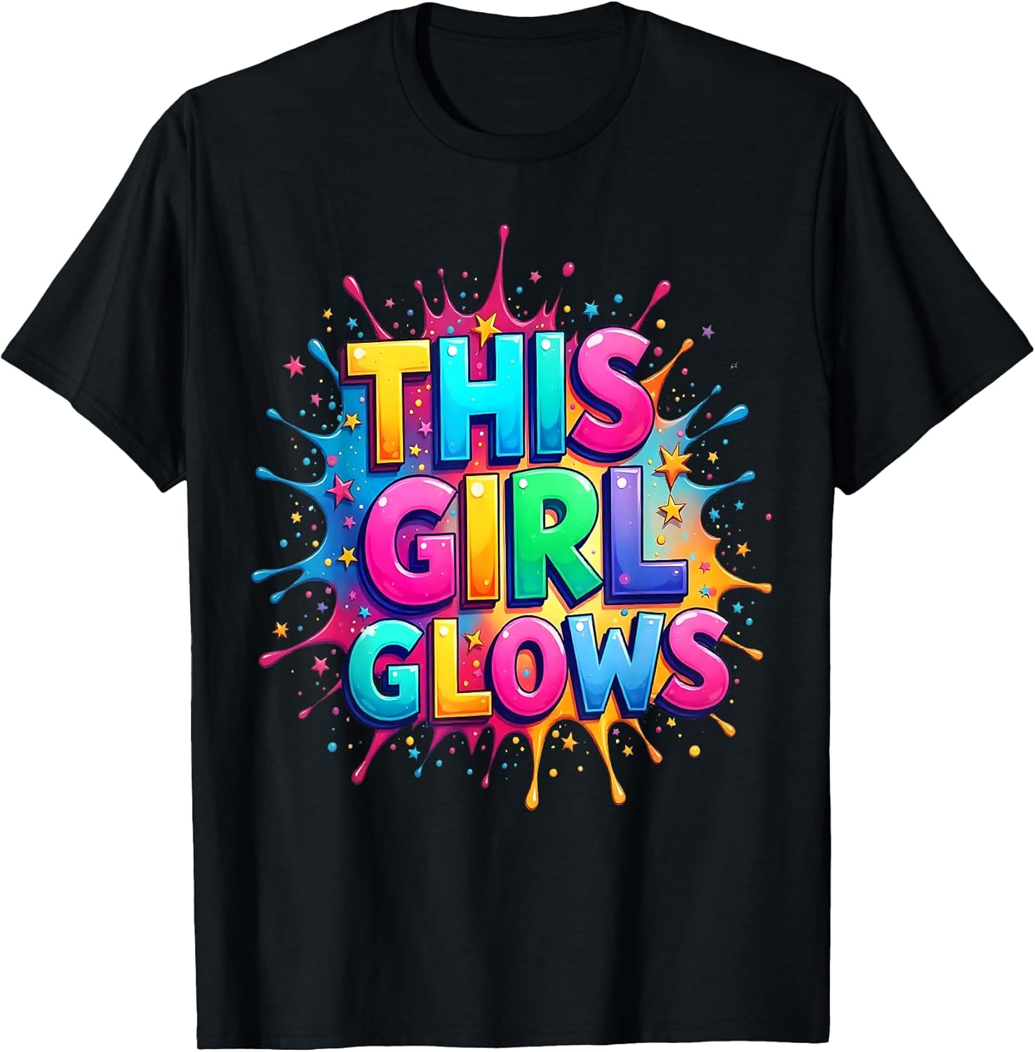 This Girl Glows Colorful 90s 80s Rainbow Colors T-Shirt Unisex T-shirt, Sweatshirt, Hoodie, Long Sleeve Tee
