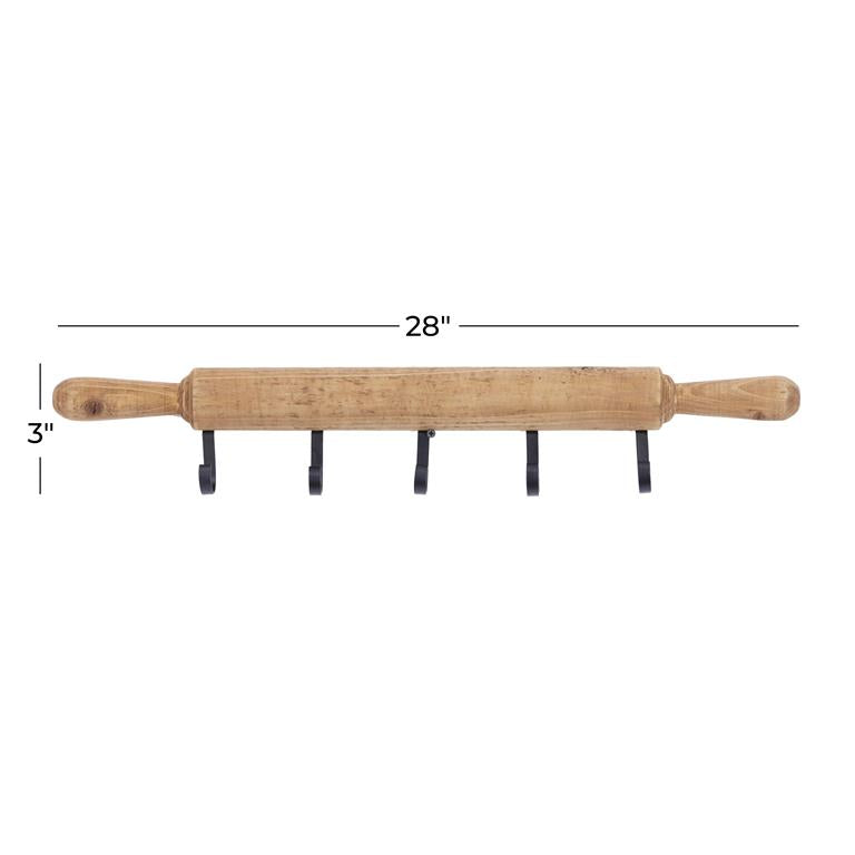 BROWN WOOD 5 HOOKS WALL HOOK