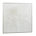 COSMOLIVING BY COSMOPOLITAN WHITE CANVAS STARBURST HANDMADE FRAMED WALL ART WITH SILVER FRAME,