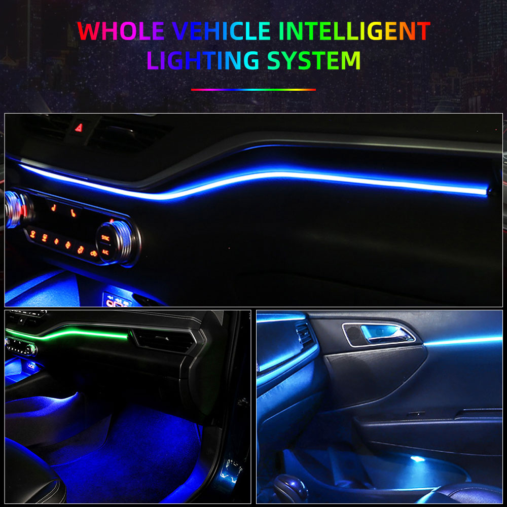 6/18 in 1 Car Interior Acrylic Guide Fiber Strip 18 in 1 Backlight Car Ambient Lights RBG 64 Color Decoration Atmosphere Lamp