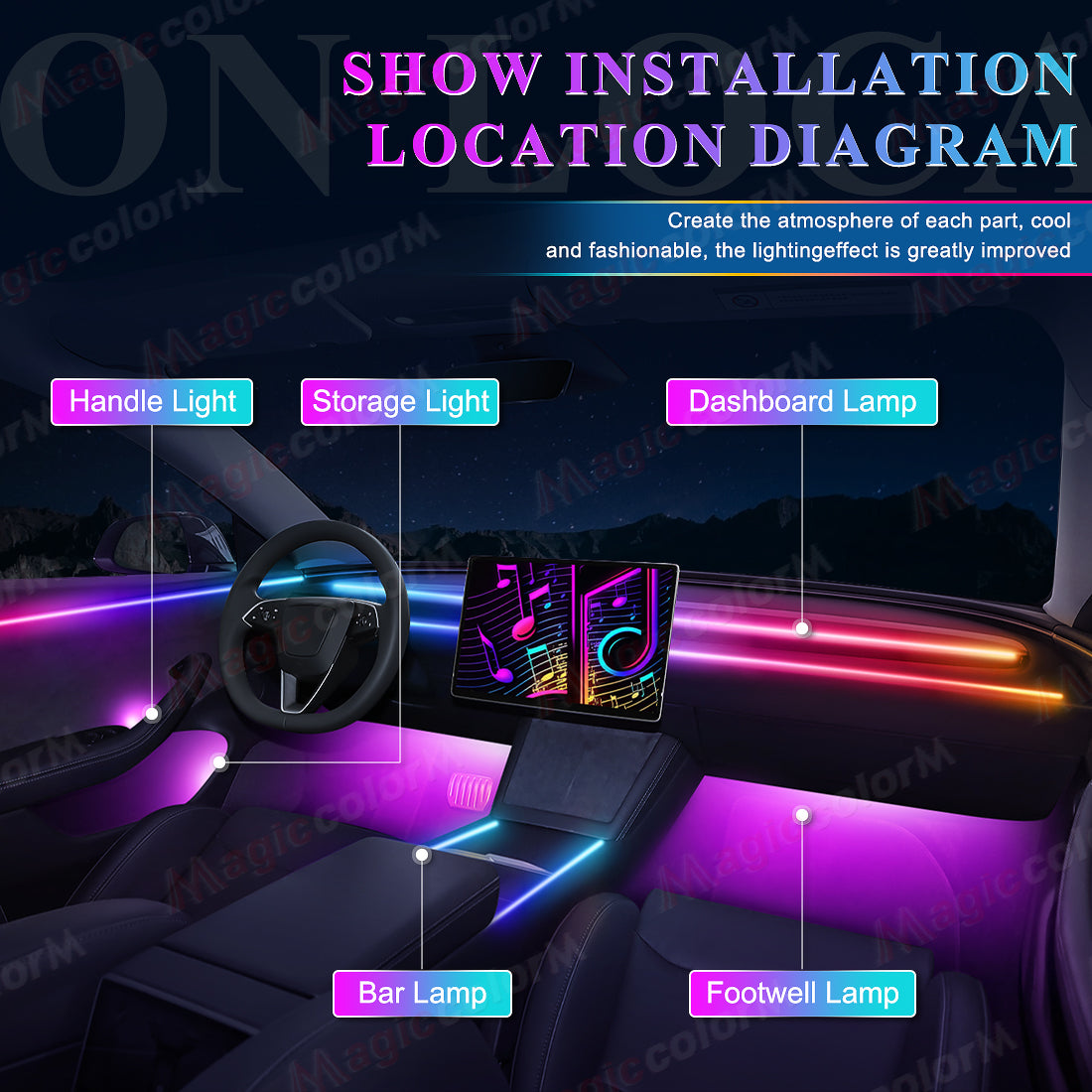 18 in 1 Led Car Ambient Lights 213 64 Color RGB Symphony Streamer Bluetooth Rainbow Interior Acrylic Strips Atmosphere Lamp Kit