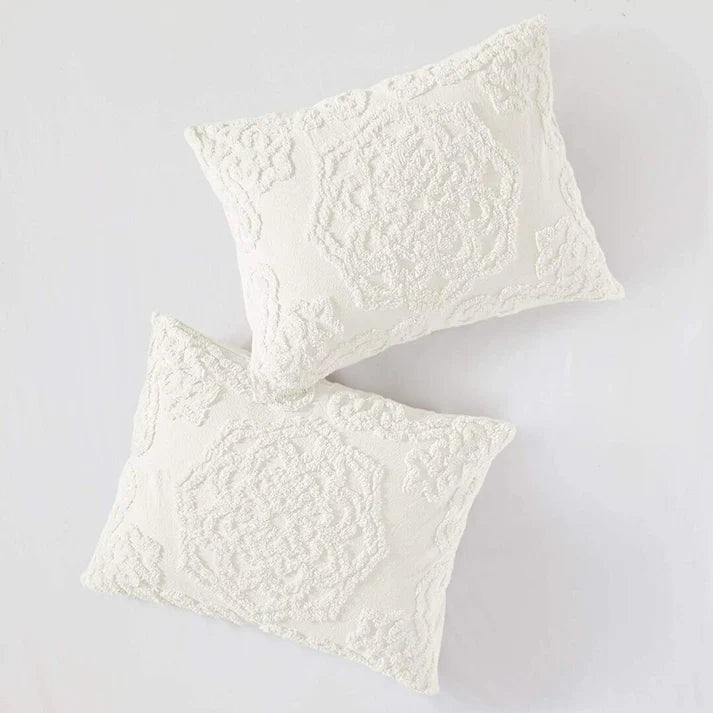Madison Park Laetitia 3-Piece Coverlet Set with Stitch Channel Quilting, Soft Microfiber Quilted in Ivory Color