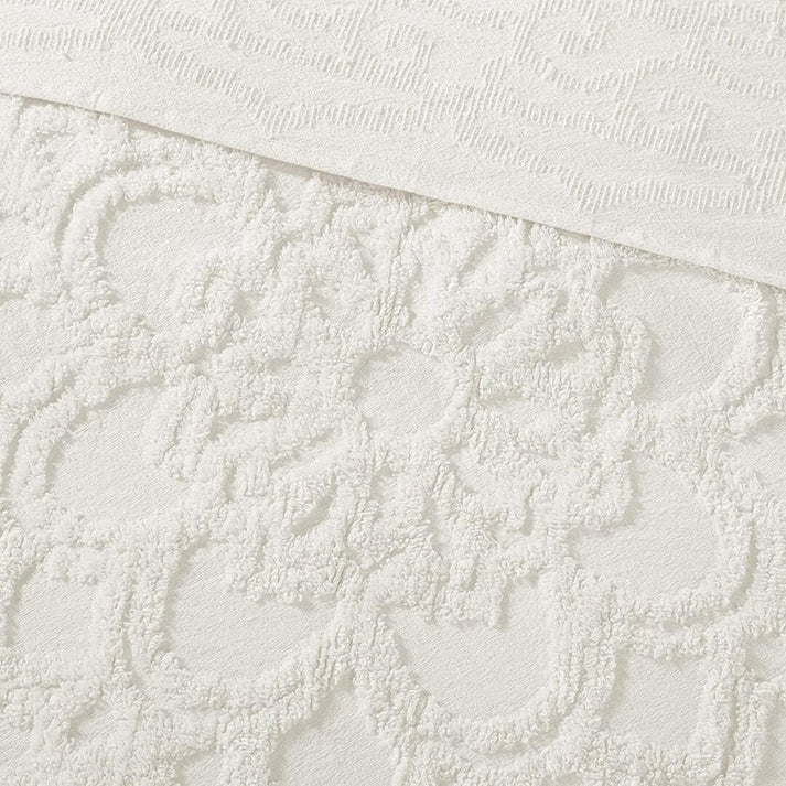 Madison Park Laetitia 3-Piece Coverlet Set with Stitch Channel Quilting, Soft Microfiber Quilted in Ivory Color