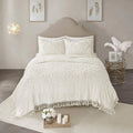 Madison Park Laetitia 3-Piece Coverlet Set with Stitch Channel Quilting, Soft Microfiber Quilted in Ivory Color
