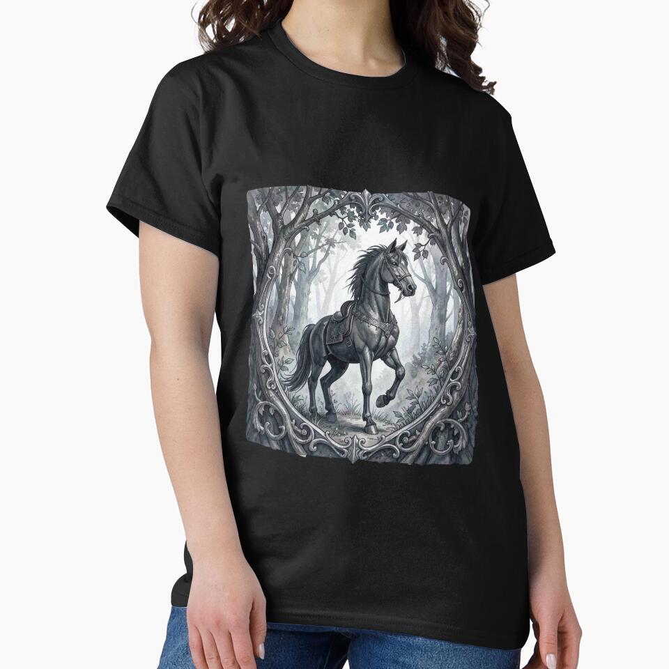 Gothic horse in the forest by Tragedyshop Unisex T-shirt, Sweatshirt, Hoodie, Long Sleeve Tee