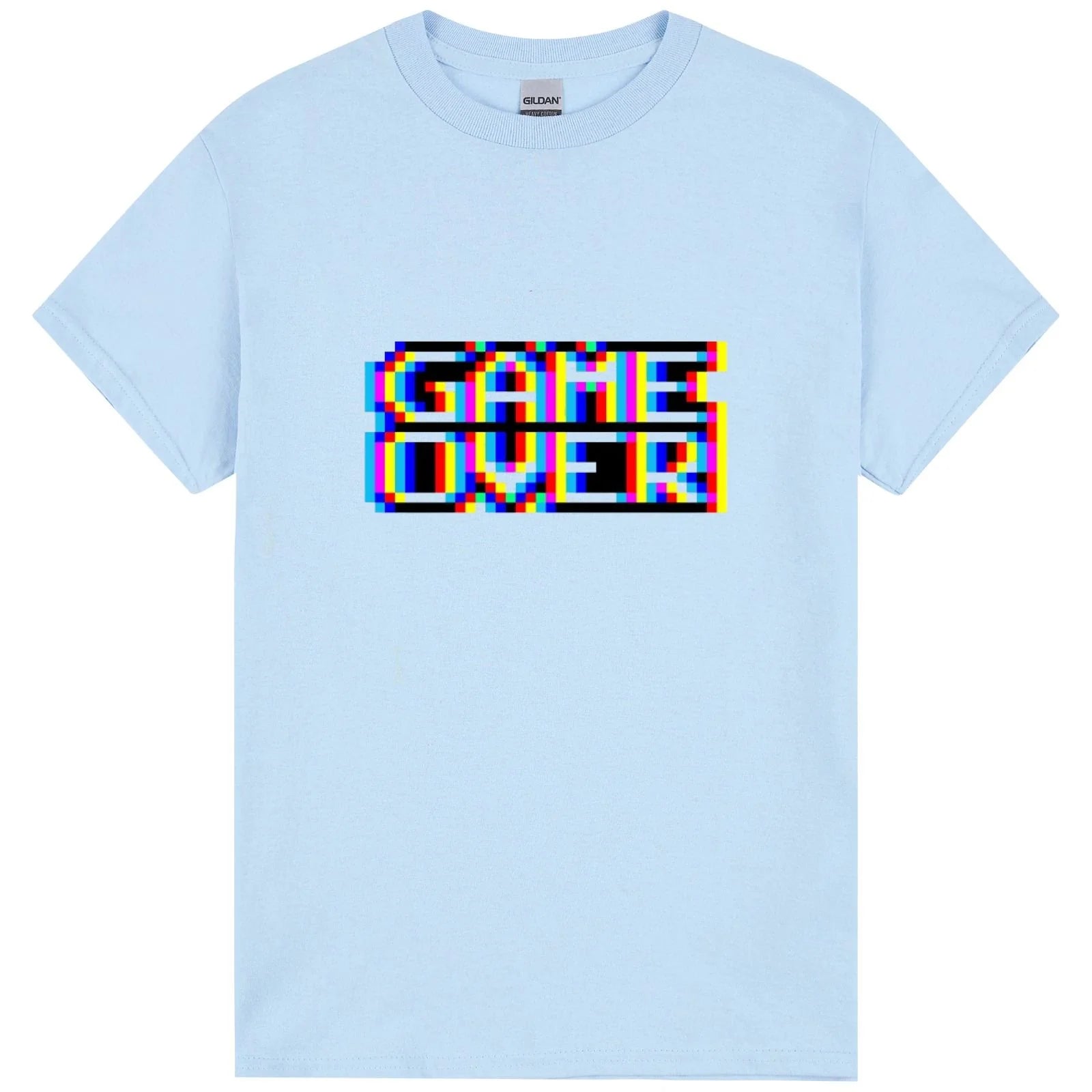 Game Over Gaming Funny Gamer Retro Light Blue Mens T Shirt Tee Top Unisex T-shirt, Sweatshirt, Hoodie, Long Sleeve Tee